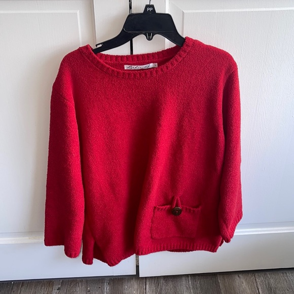 Lulu-B Tops - SOLD Red LuLu B Chenille Pullover Sweater Top